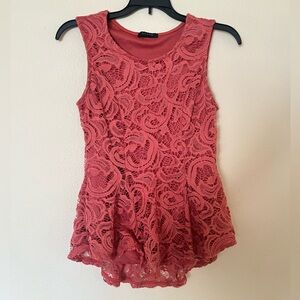 Chic Lace Sleeveless Top in Coral by Scobe